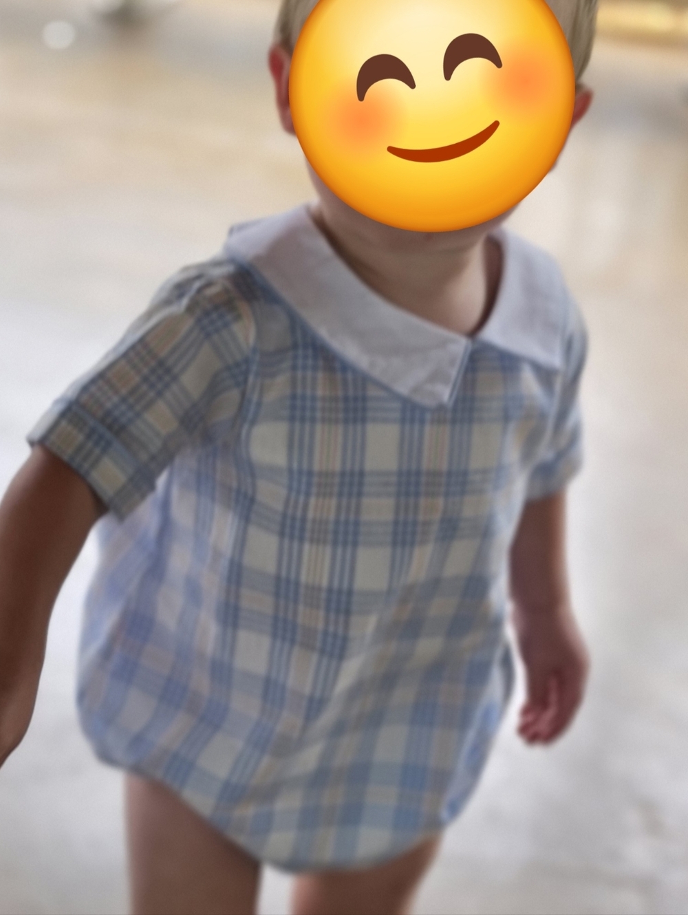 Oaks Apparel Blue Plaid Bubble Romper